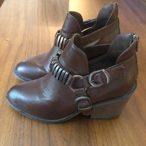 Brown heeled booties
